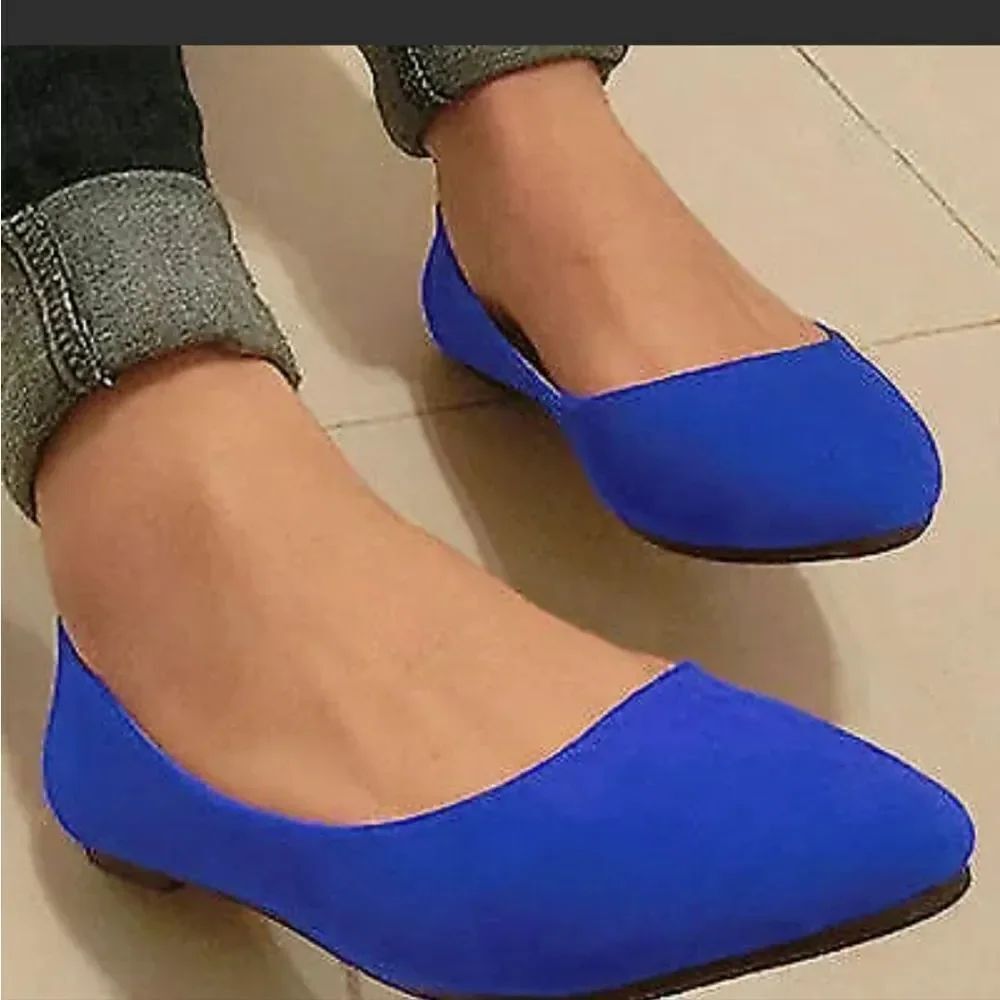 LOWER EAST SIDE ROUND TOE SLIP-ON WOMEN"S SUEDE BALLET FLATS SHOE